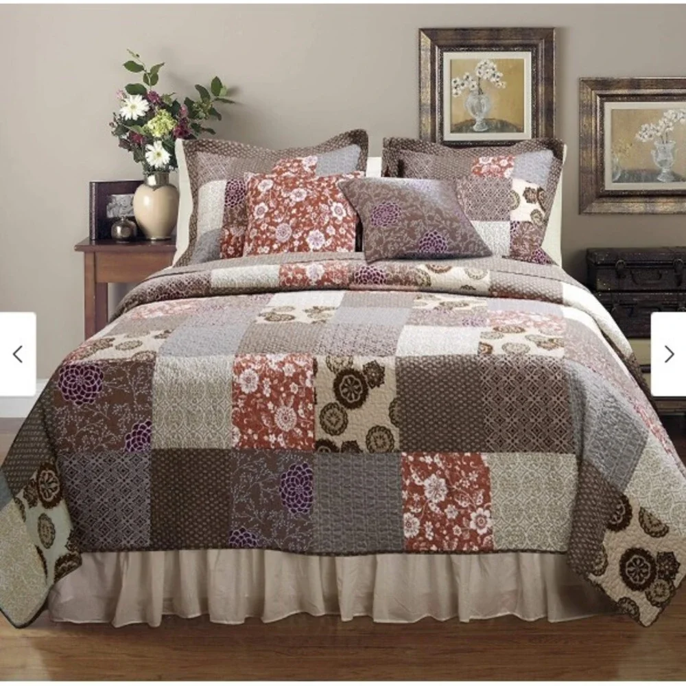 Greenland Home Fashions Stella 100% Cotton Quilted Pillow Sham Patchwork King Sz